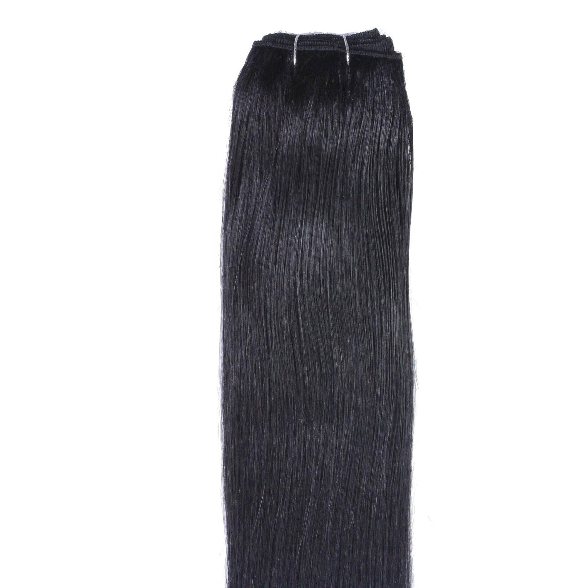 Schwarz Echthaartresse #2/0 40cm Echthaar-Extension Glatte hair2heart