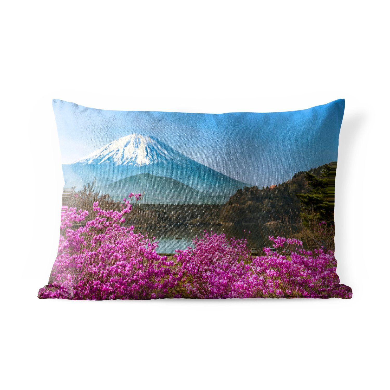 MuchoWow Dekokissen Farbenfrohes Foto vom Berg Fuji in Asien, Outdoor-Dekorationskissen, Polyester, Dekokissenbezug, Kissenhülle