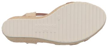 TOM TAILOR High-Heel-Sandalette, Sommerschuh, Sandale, Keilabsatz, mit logobedruckter Bandage