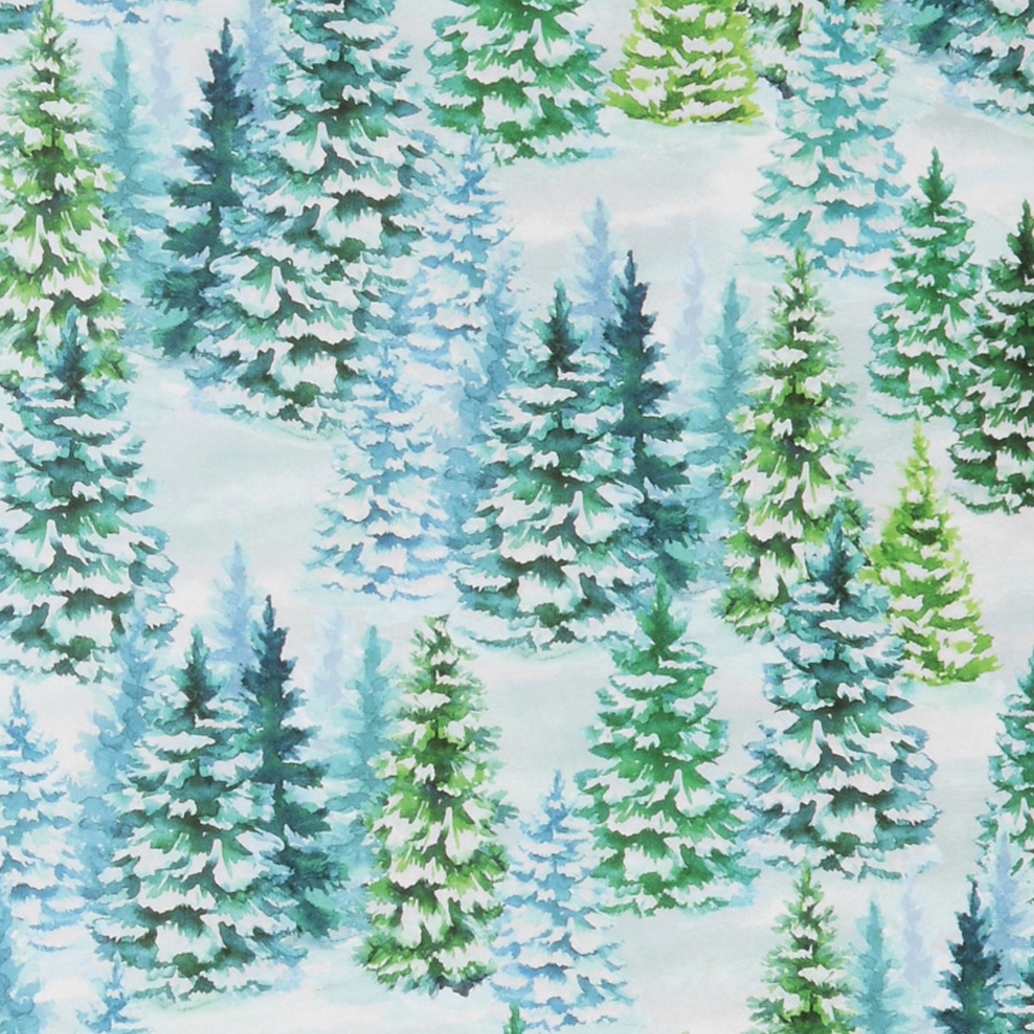 Star Geschenkpapier, Geschenkpapier Tannenbäume im Schnee 70cm x 2m Rolle weiß / grün