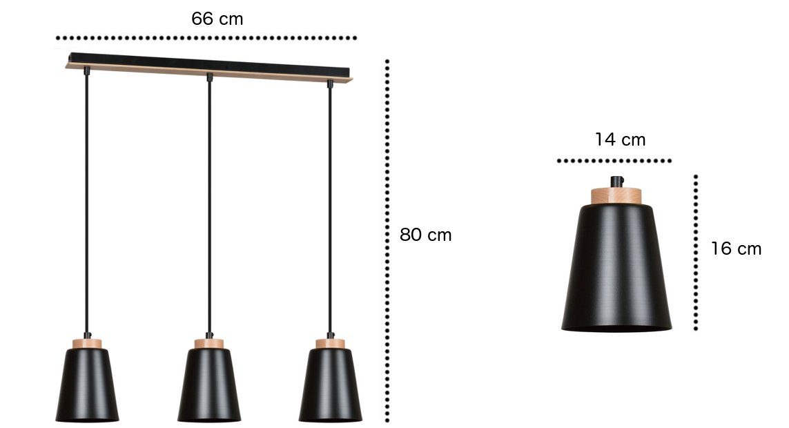 ROGER, Pendelleuchte Licht-Erlebnisse Schwarz Esstisch 3-flammig Küche ohne Metall Leuchtmittel, Hängelampe