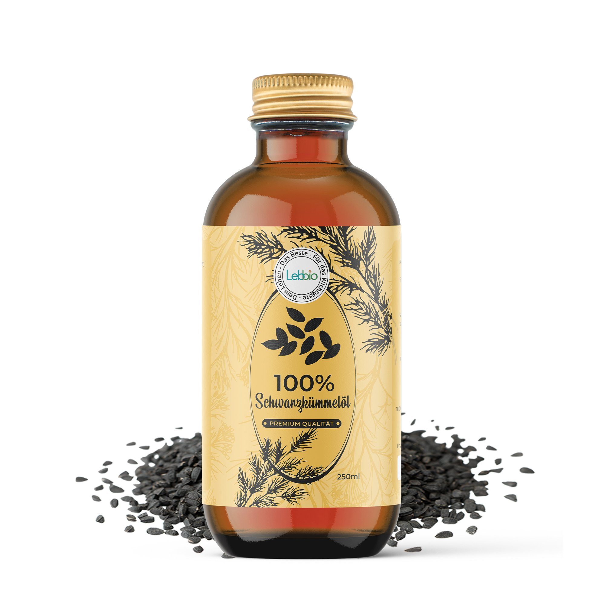 Lebbio Körperöl 100% Schwarzkümmelöl – kaltgepresst – ungefiltert, 250 ml Inhalt
