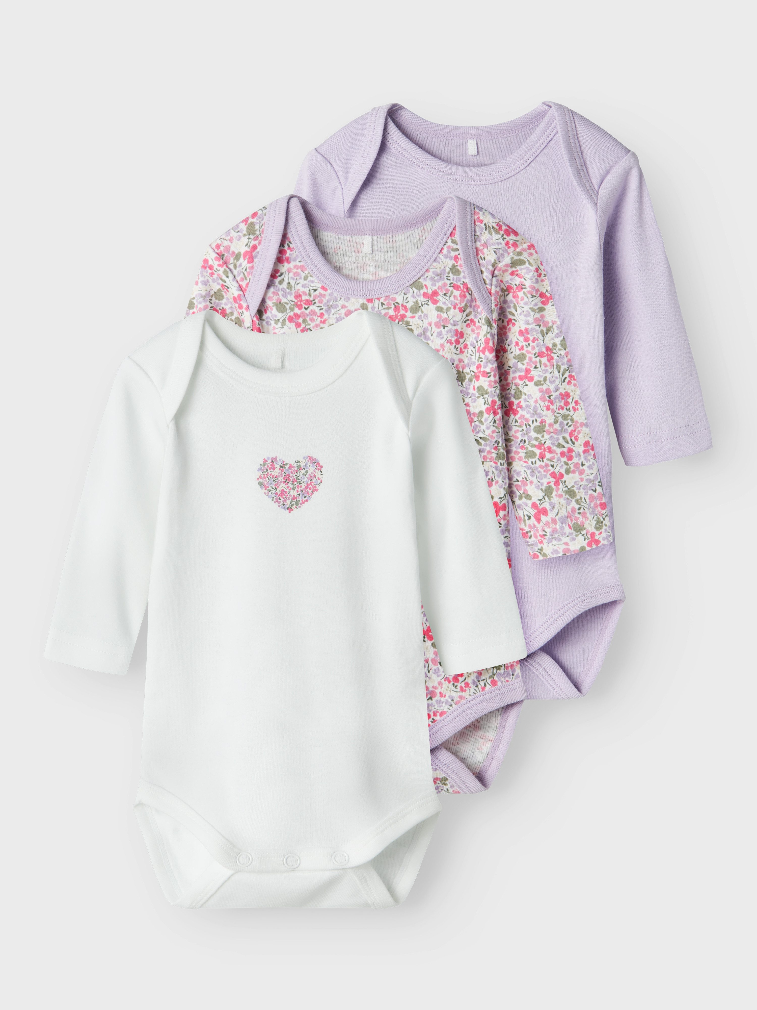 Langarmbody NBFBODY 3P LS LILAC PETIT FLOWER NOOS