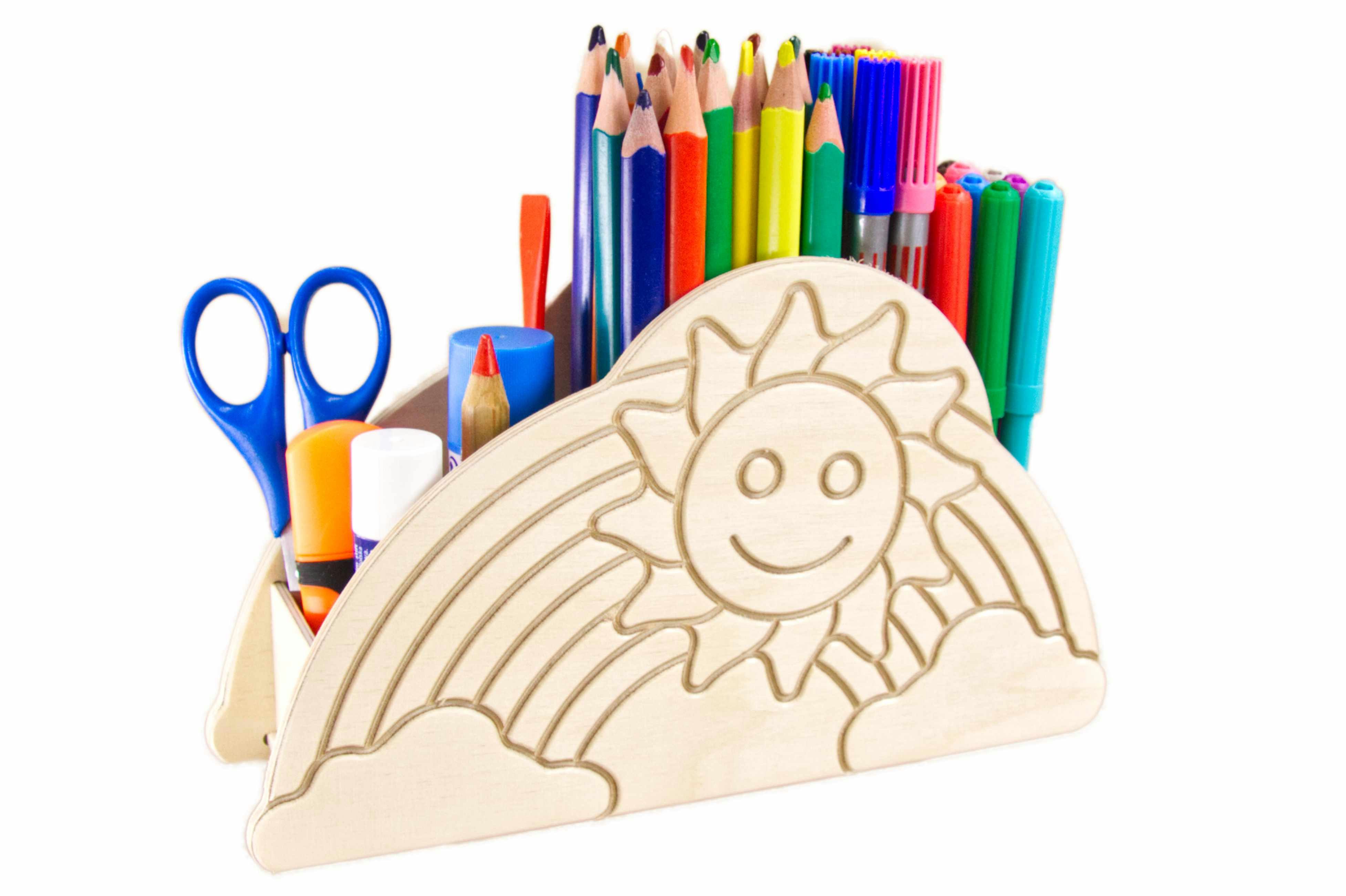 Kernholz Organizer Stifteköcher für Kinder aus Holz - zum anmalen (1 St), Zum anmalen und selber gestalten