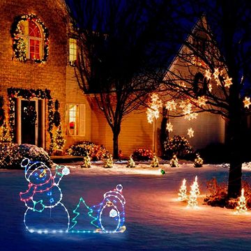 GelldG Weihnachtsfigur LED Schneemann Weihnachtsbeleuchtung Außen Weihnachtsdeko