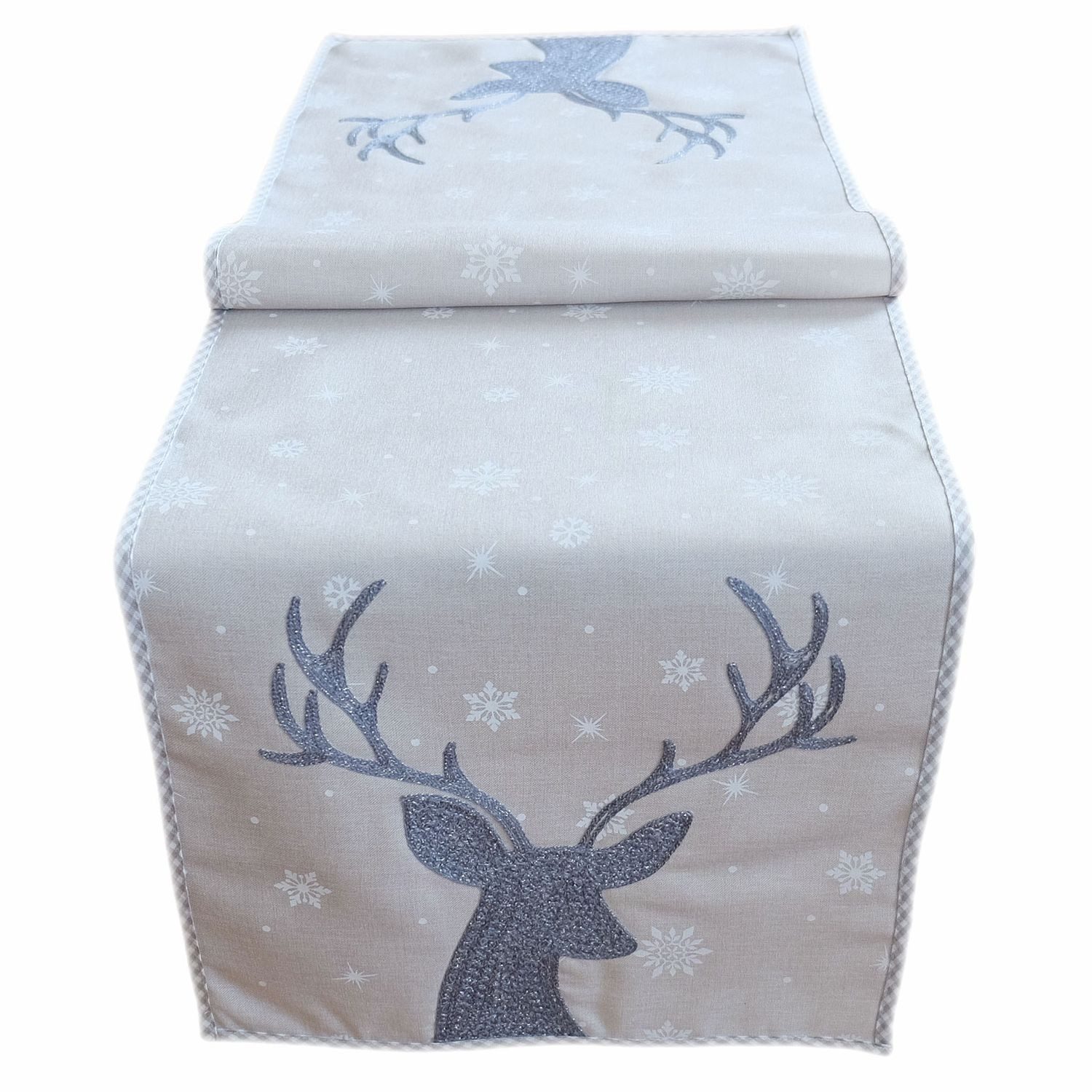 texpot Tischdecke Tischläufer Stickerei Hirsch Winter Weihnachten Dekoration (1-tlg)
