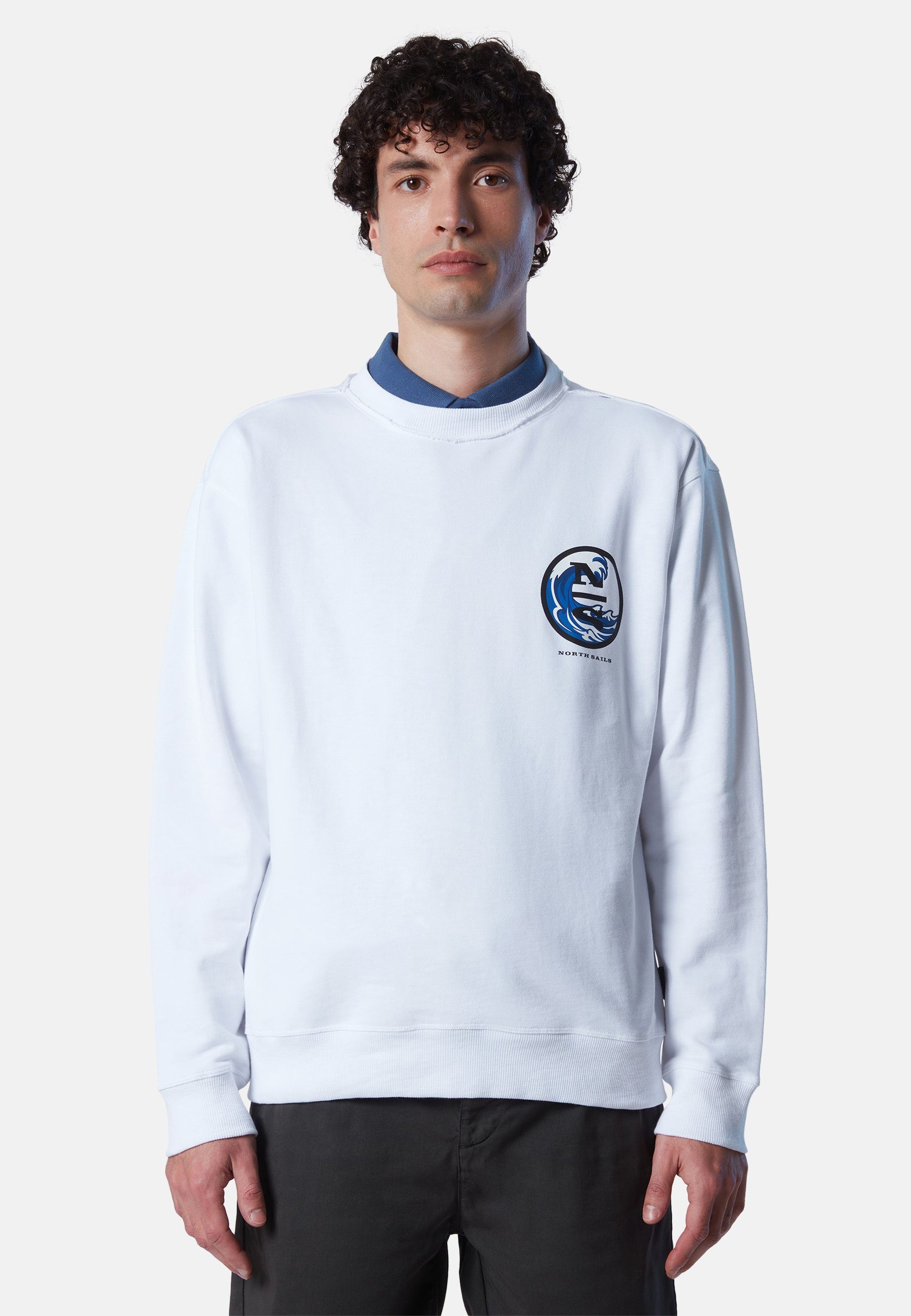 North Sails Fleecepullover Sweatshirt mit Grafik-Print weiss