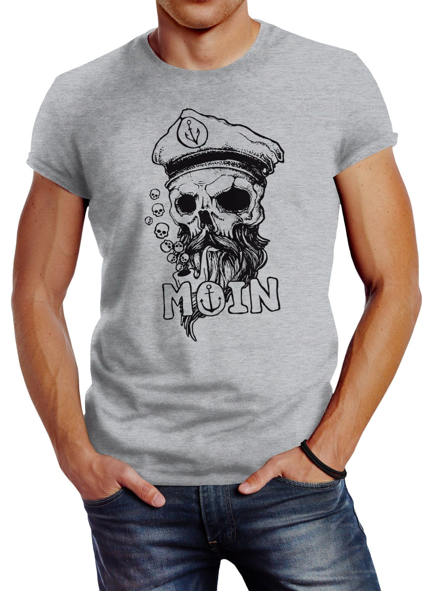Neverless Print-Shirt Herren T-Shirt Moin Kapitän günstig online kaufen