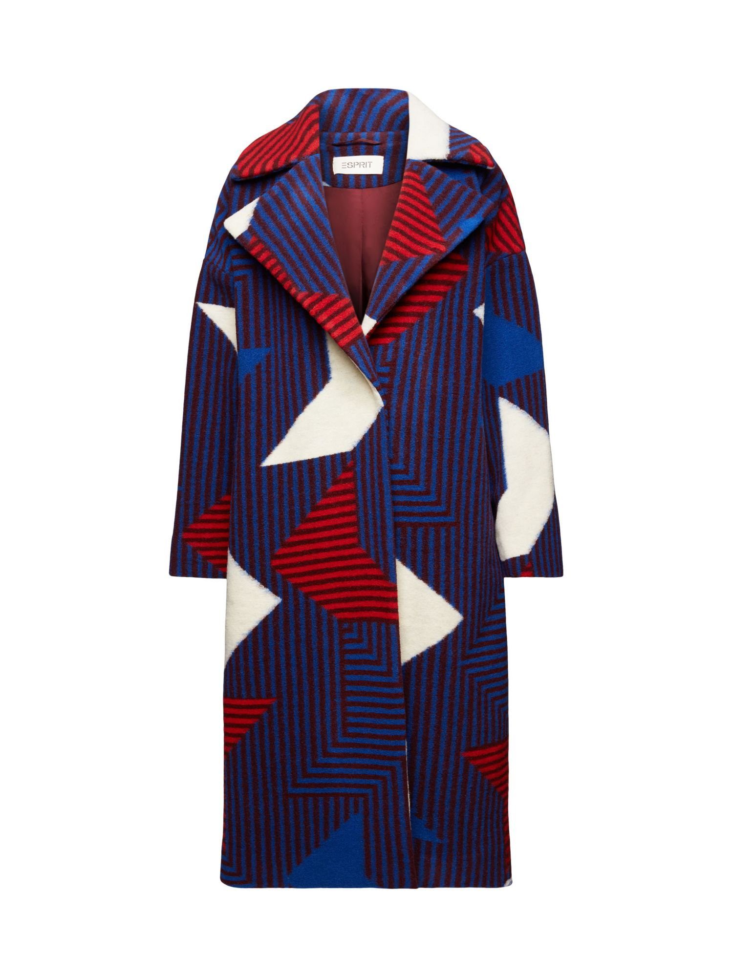 Esprit Langmantel Mantel aus Wollmix mit Print BORDEAUX RED