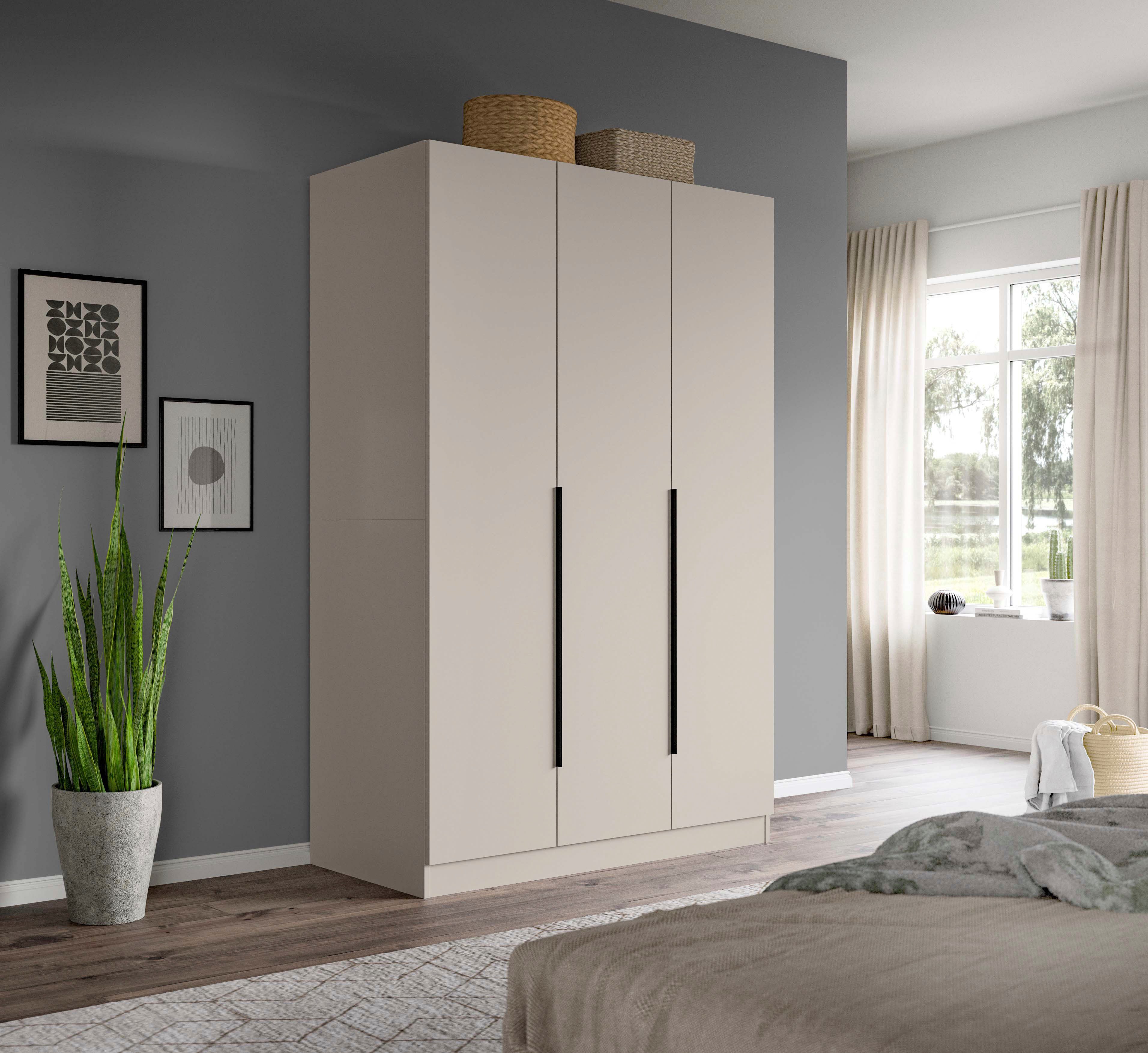 Home affaire Kleiderschrank Skarde Schlafzimmerschrank, Garderobe, Schrank (Otto Bestseller Garderobe Schlafzimmerschrank) Breite: 120 cm, kashmir, Kleiderstange 4 Böden