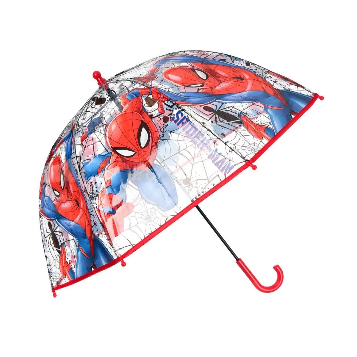Spiderman Stockregenschirm Spiderman Web Power Kinder transparenter Regenschirm ⌀72 cm