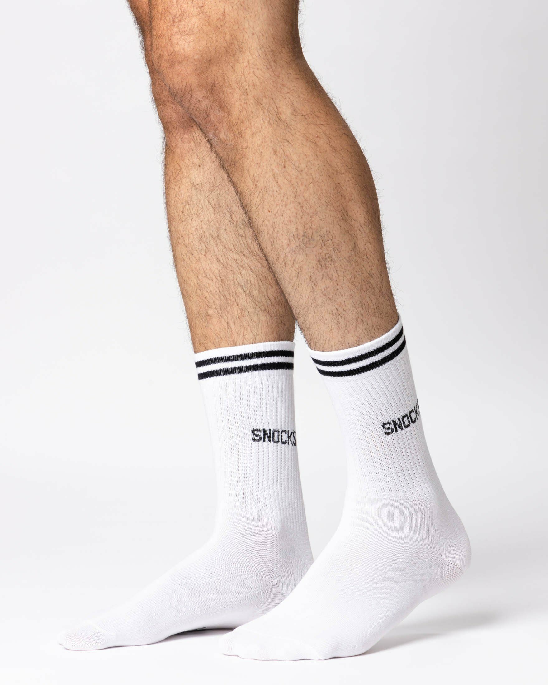 SNOCKS aus & Hohe (4-Paar) Tennissocken Streifen jedes Sportsocken Outfit stylish für Herren Schwarz-Weiß für Damen Bio-Baumwolle, mit