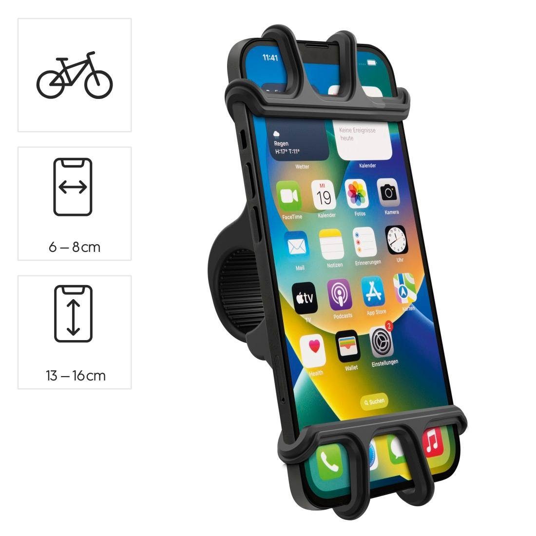 Hama Smartphone-Halterung Fahrrad-Handyhalterung "Flexible", universal für Lenkerstange, (bis 6,5 Zoll)