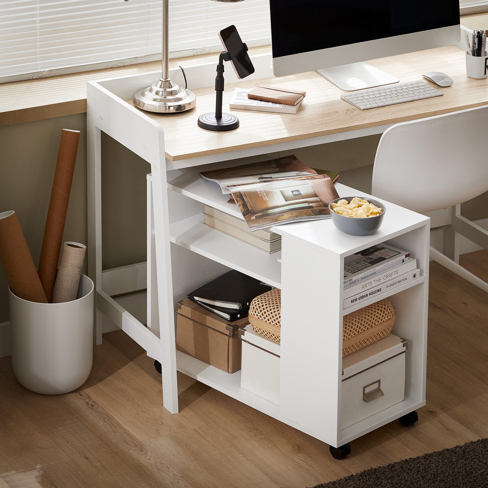SoBuy Beistellwagen FBT34, Bücherregal, mit Rollen, Wohnzimmer, Schlafzimmer, Büro, Beistelltisch Nachttisch Rollcontainer Aktenschrank Druckerständer