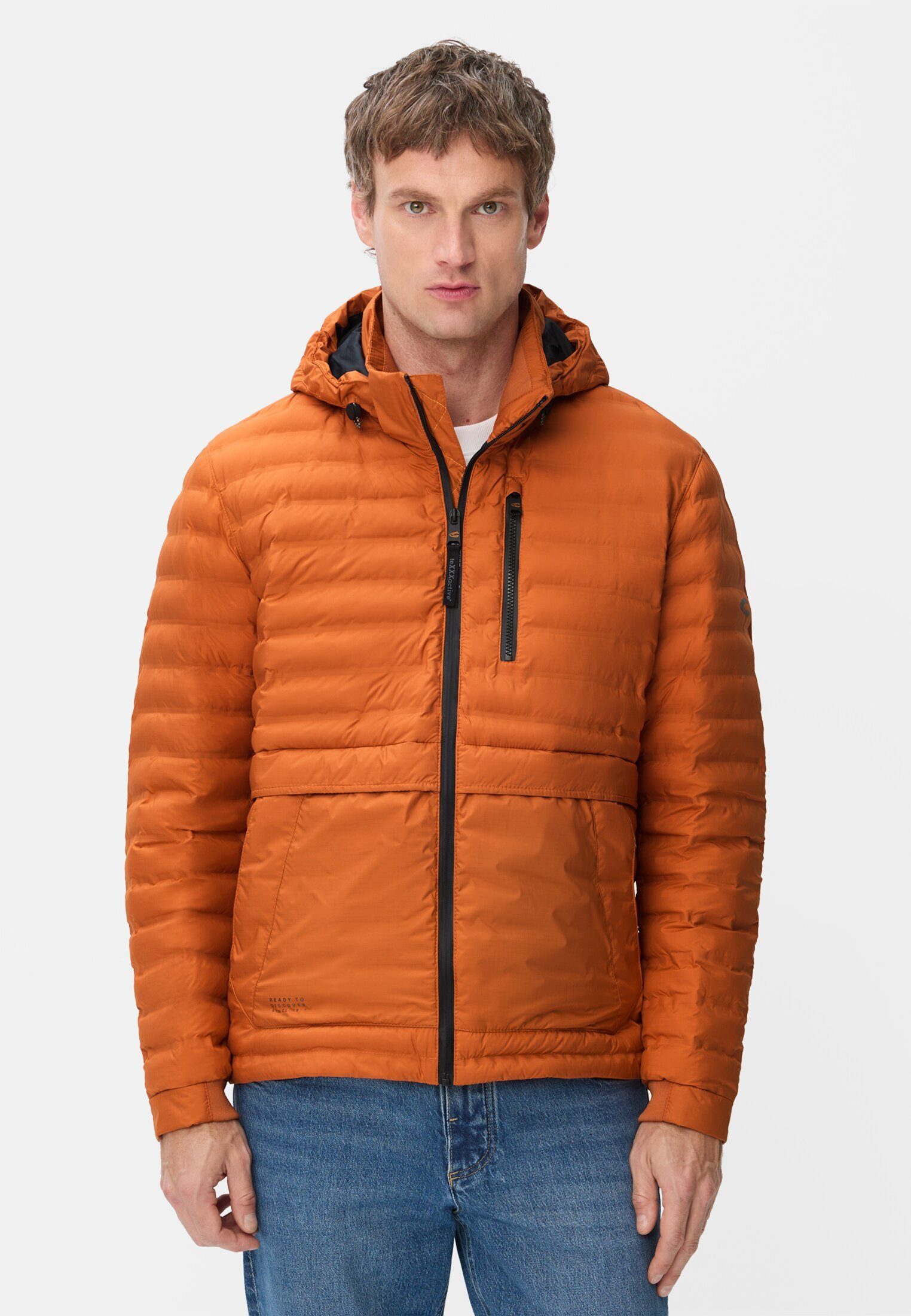 camel active Funktionsjacke mit abnehmbarer Kapuze Langarm Markenlabel