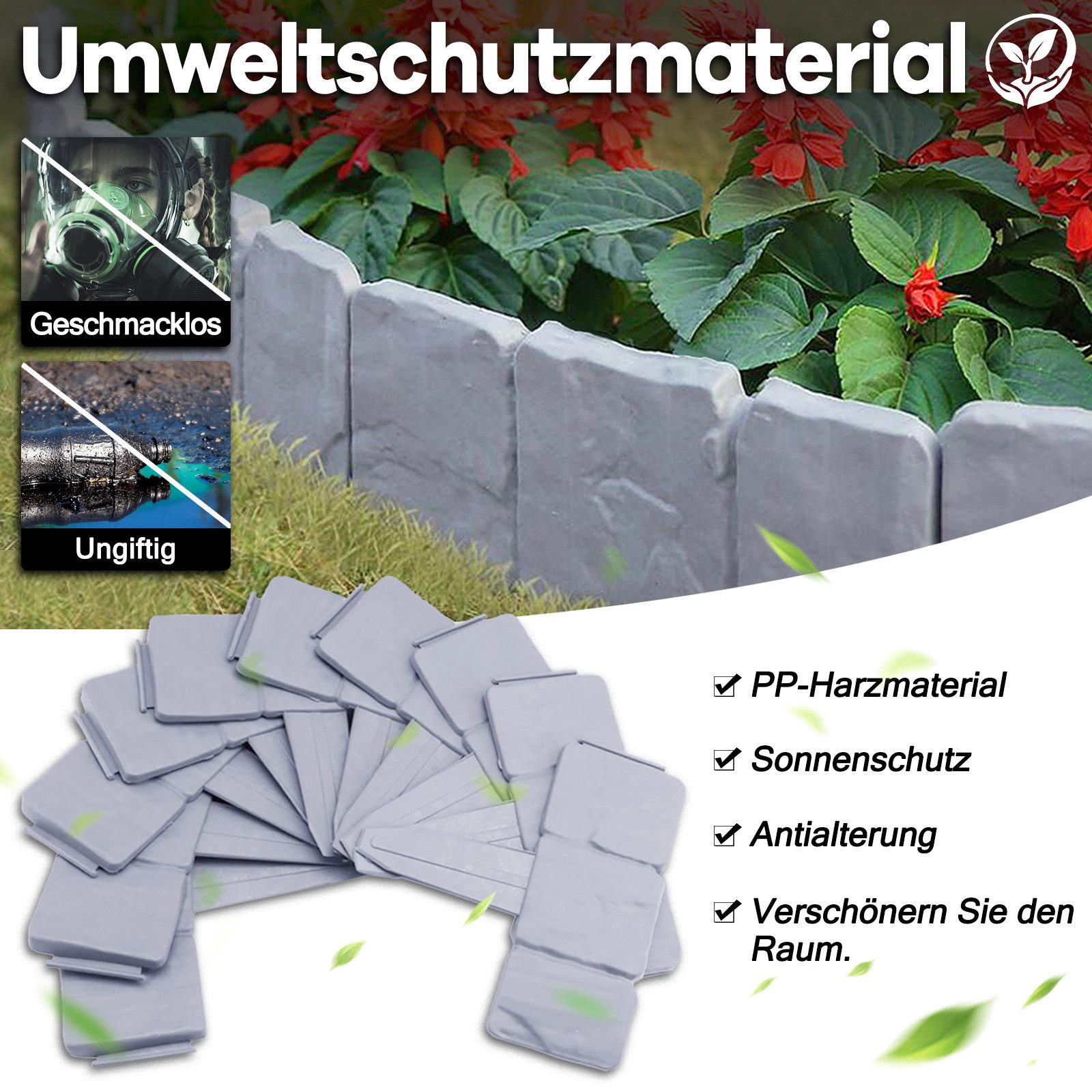 FIVMEN Palisade Rasenkantenstreifen, Mähkante dekorativ für Garten, 1 Element BxHxT: 25x23x1cm – Bild 5 von 5