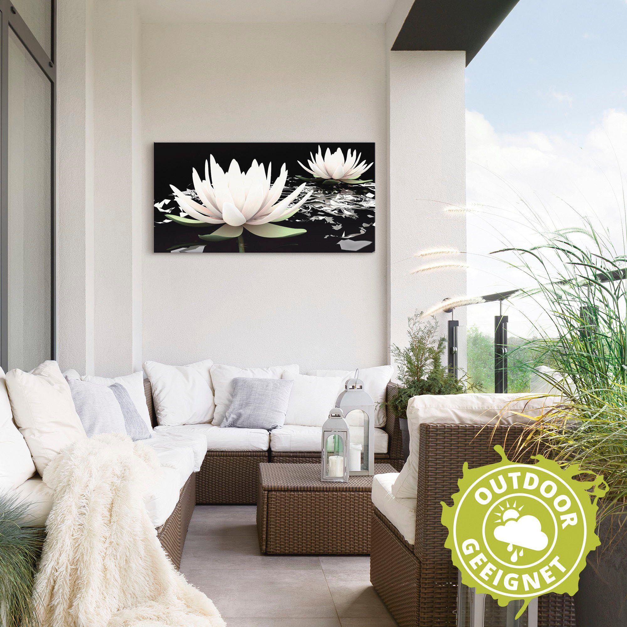 Artland Wandbild Zwei Lotusblumen auf dem Wasser, Blumen (1 St), als Alubild, Leinwandbild in verschied. Größen