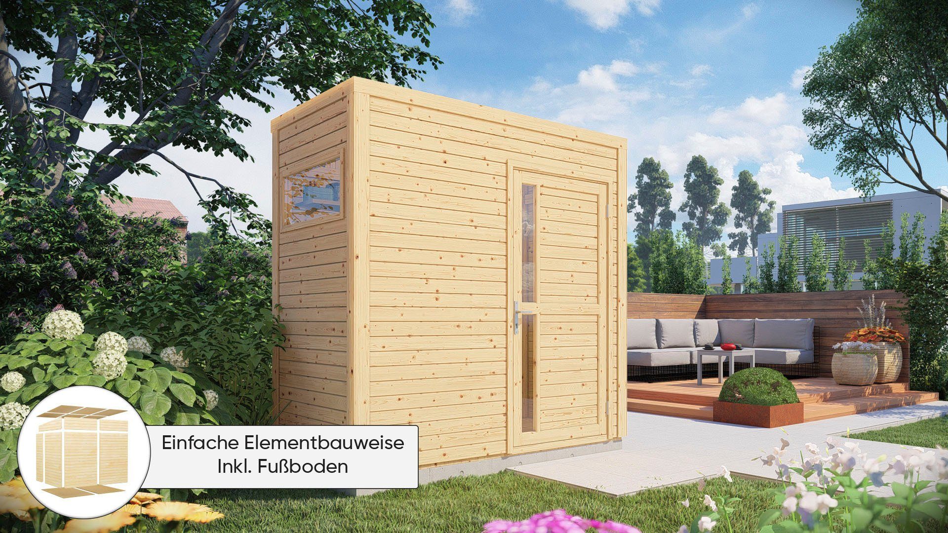 KONIFERA Gartenhaus Cubus 1, BxT: 234x121 cm, Inklusive Fußboden