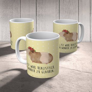 Mr. & Mrs. Panda Tasse Meerschweinchen Weisheit - Gelb Pastell - Geschenk, Tiere, Tiermotive, Keramik, Brillante Bedruckung