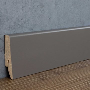 PROVISTON Sockelleiste MDF, 18 x 58 x 2500 mm, Anthrazitgrau, Fußleiste, MDF foliert