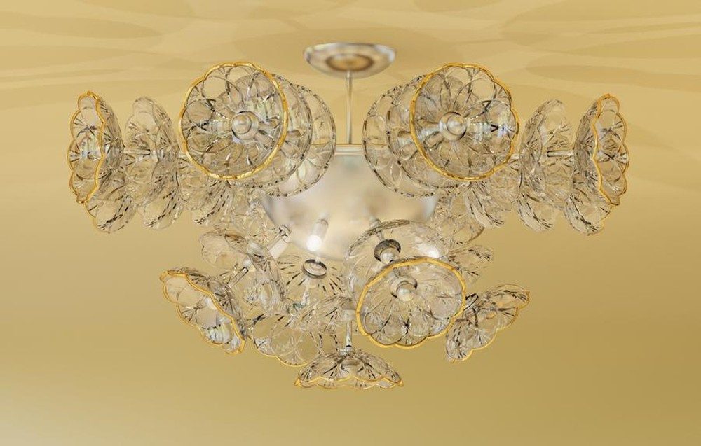 JVmoebel Deckenleuchte Pendel Leuchte Bohemia Flower aus Glas in Weiß, Warmweiß, Made in Europa