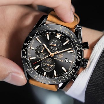 GelldG Uhr Analog Quarz Herrenuhren leuchtende Datum Armbanduhr lässig Business