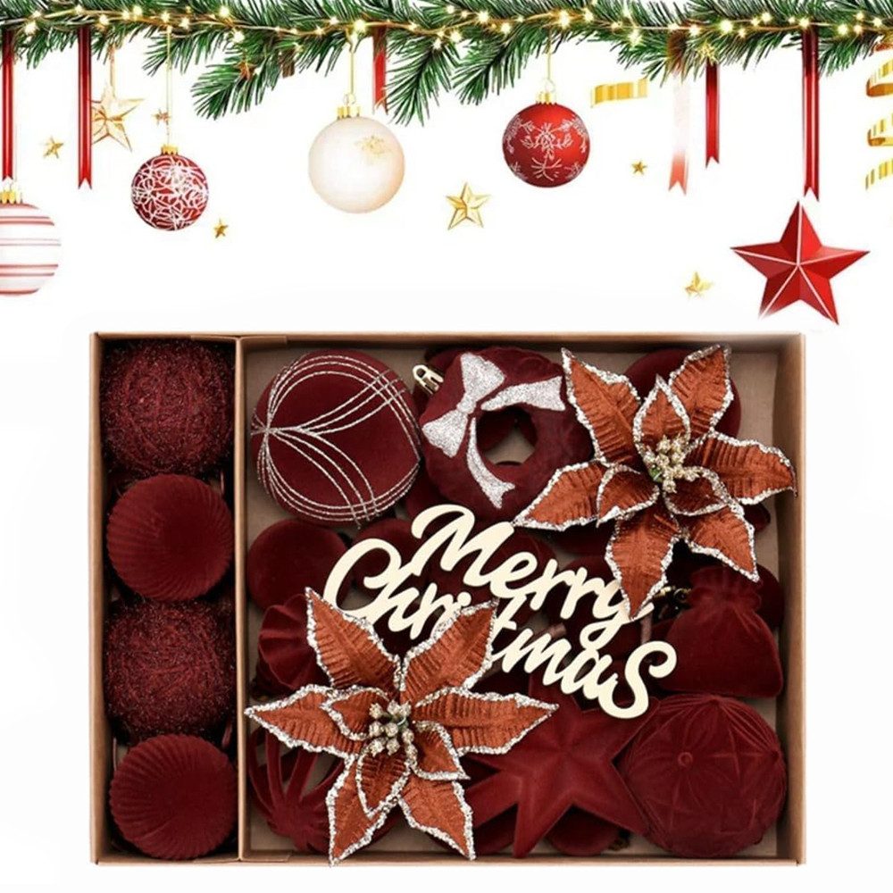 Coonoor Weihnachtsbaumkugel 38 stück Christbaumkugeln Weihnachtskugeln Set Weihnachtsbaum Deko