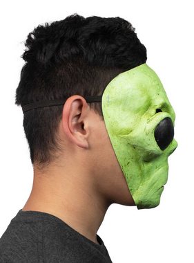 Metamorph Verkleidungsmaske Grüner Alien Halbmaske, Dieser Außerirdische kommt offensichtlich nicht in Frieden!