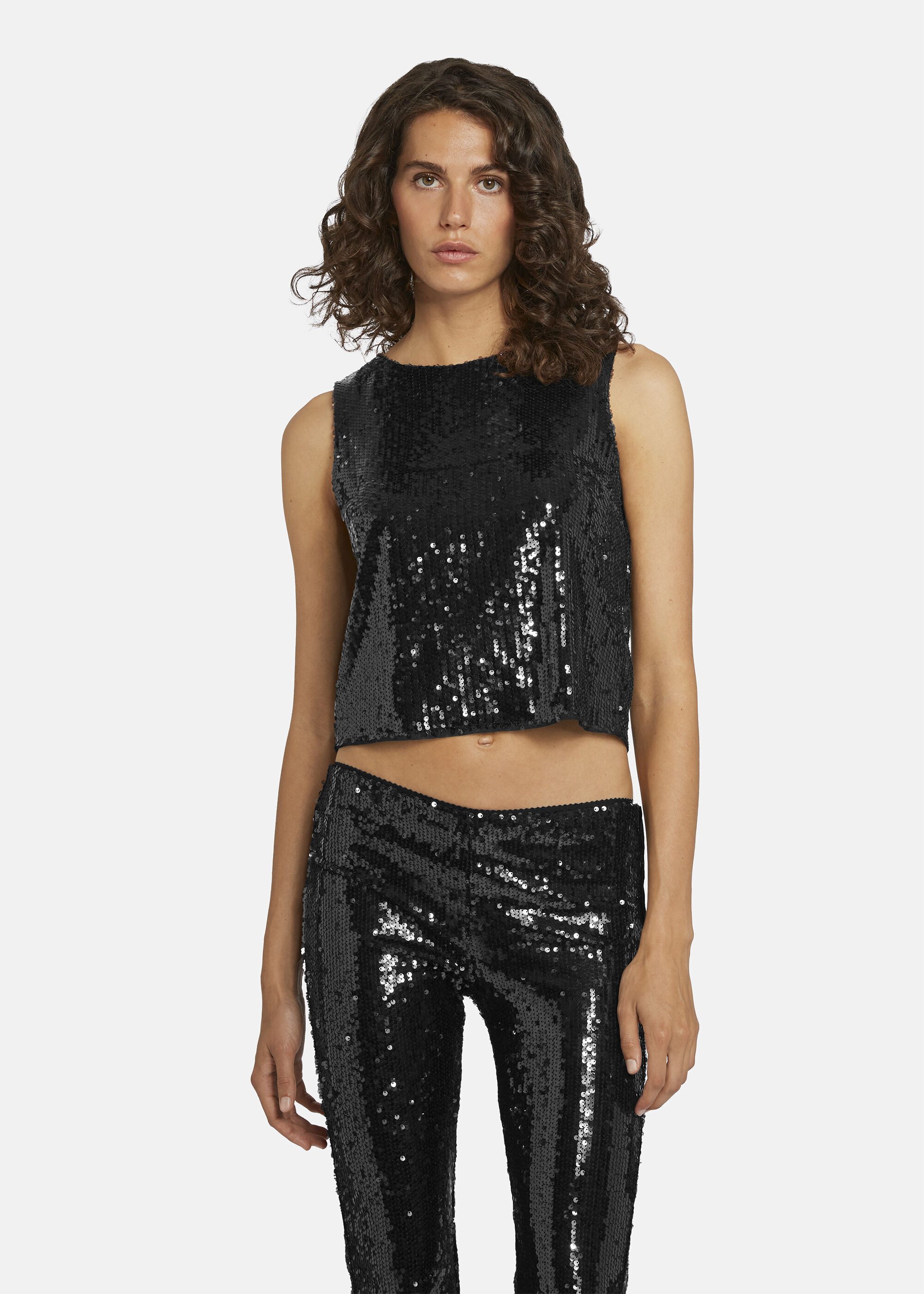 Nicowa Shirttop TOSKALO (1-tlg) funkelnden Paillettenmaterial