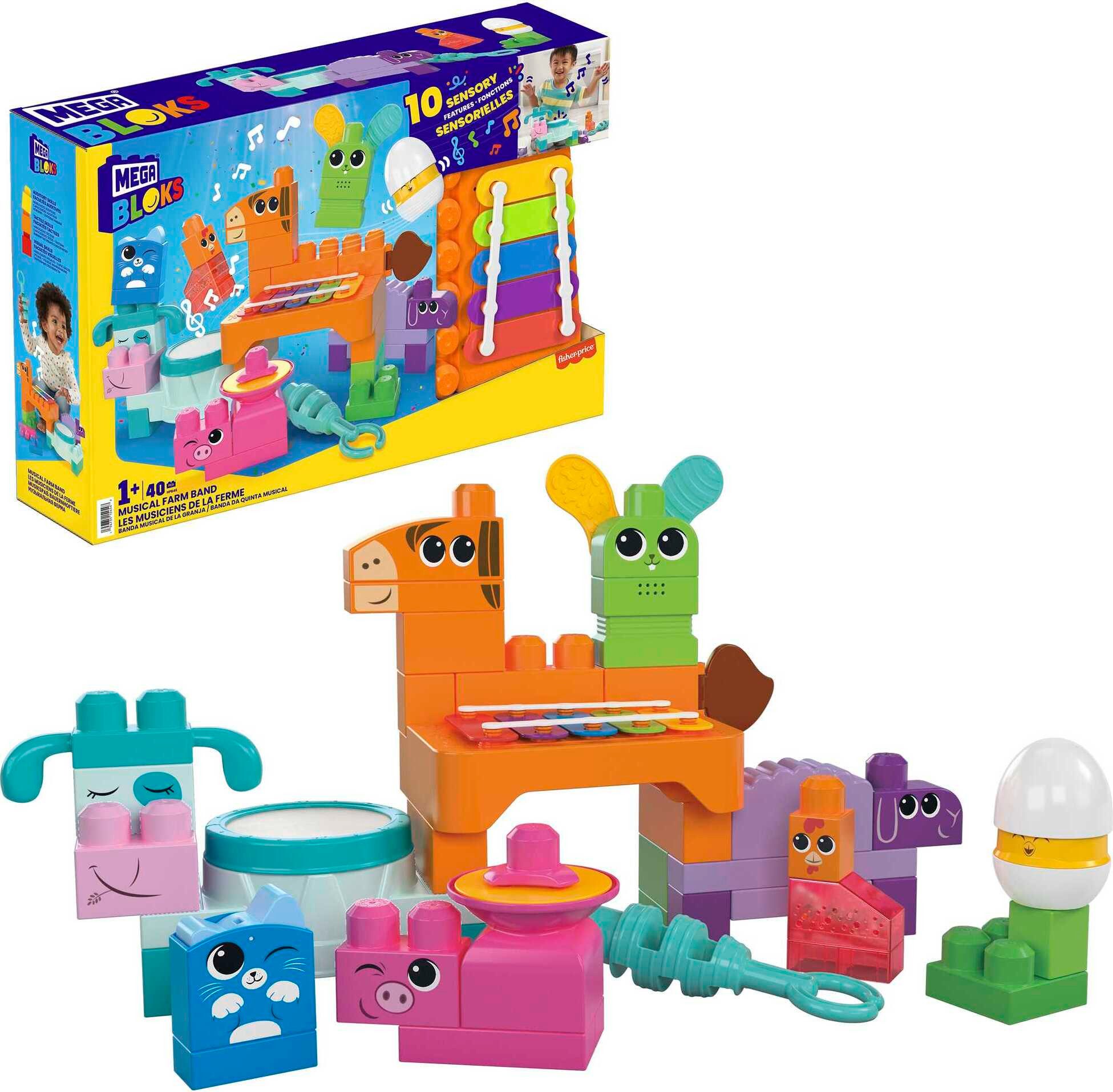 MEGA BLOKS Musikspaß Bauernhoftiere Konstruktions-Spielset, (40 St)