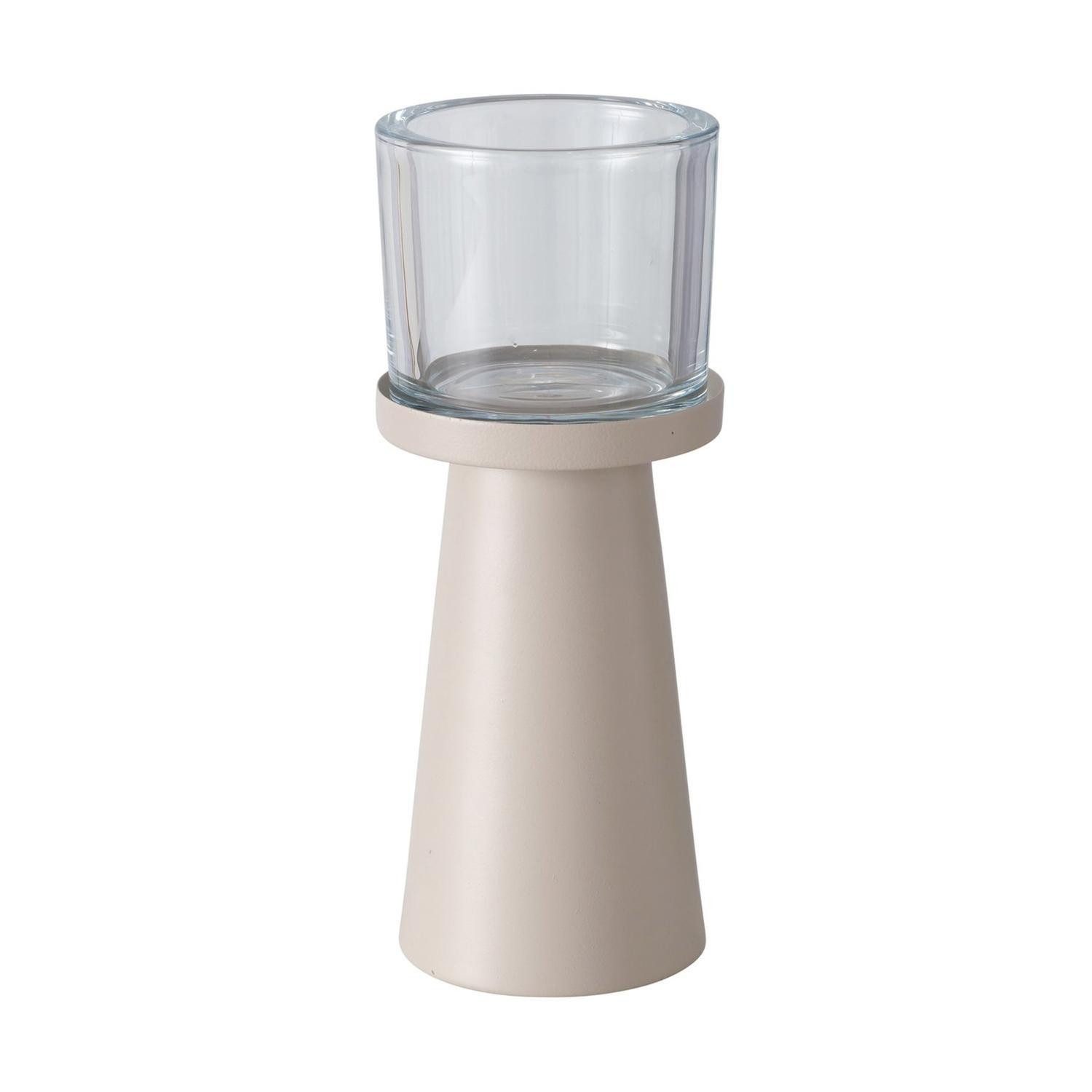 Windlicht PIUS, Ø 9 cm, H 23 cm, Beige, Eisen