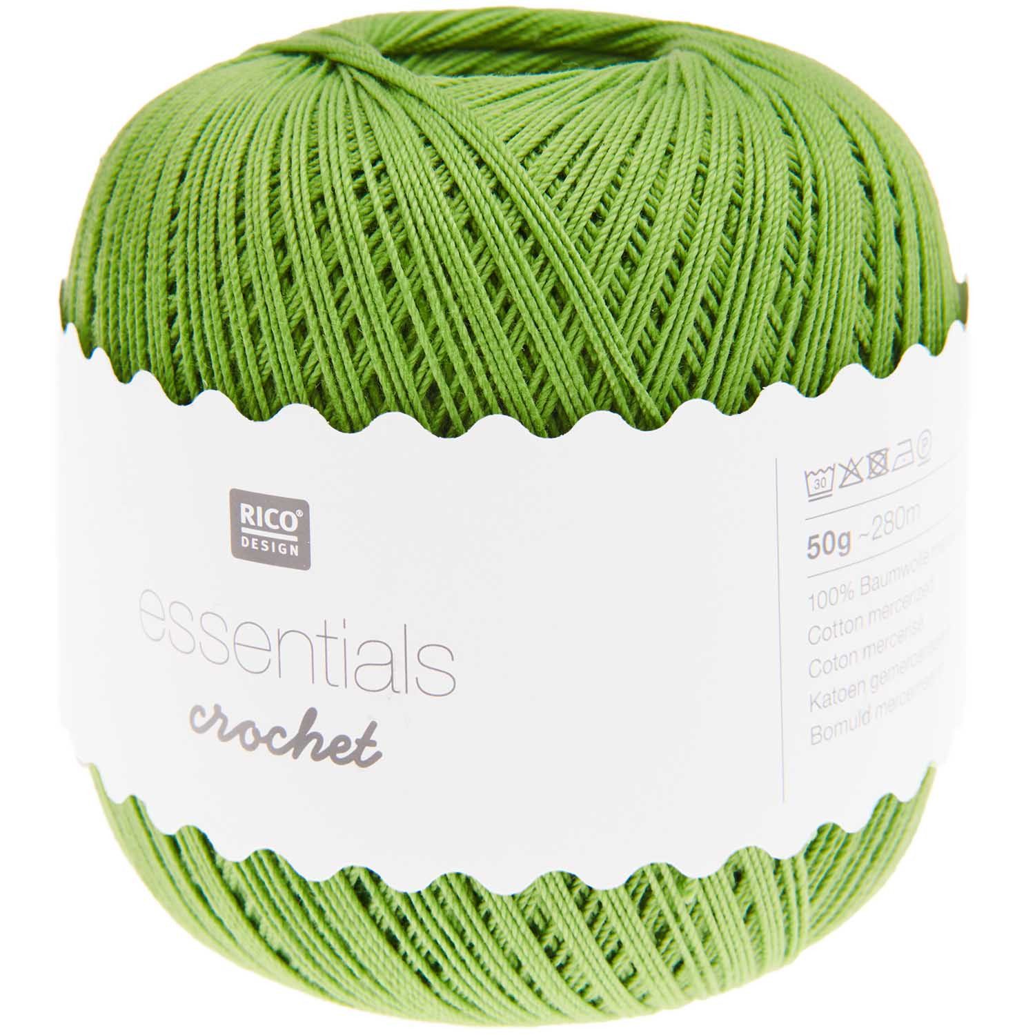 Rico Design Essentials Crochet Häkelgarn Baumwolle Stärke 10 zum Filet - Häkeln Häkelwolle, 280,00 m (Filethäkelgarn, dünnes Baumwollgarn), mercerisiert