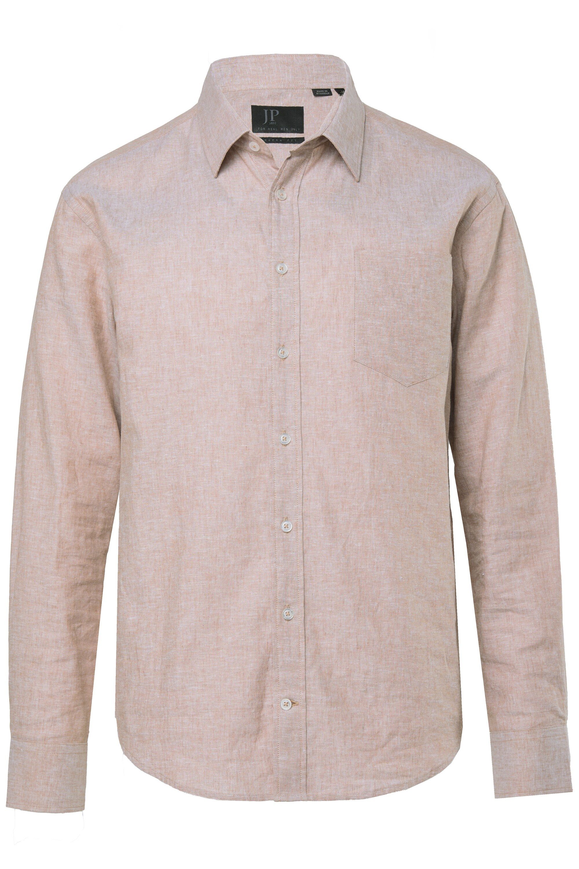 JP1880 Businesshemd Hemd Langarm Leinenmix Kentkragen Modern Fit
