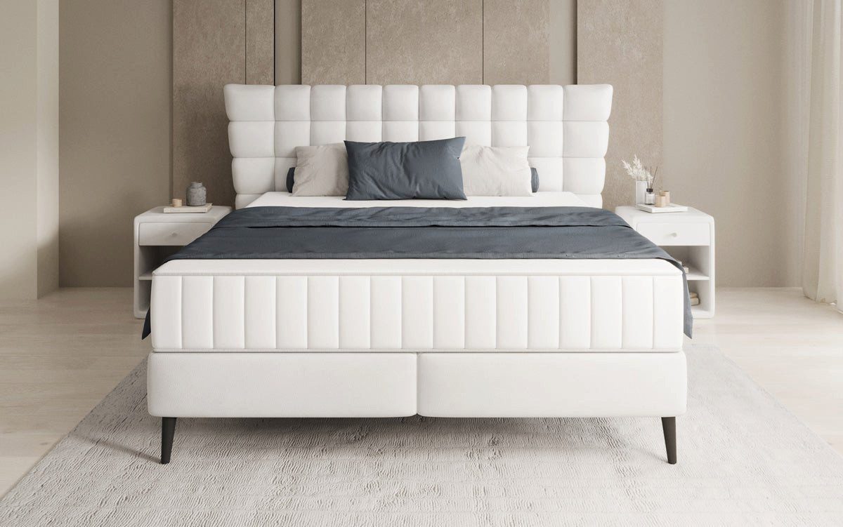 Luxusbetten24 Boxspringbett Alvion, aus echtem Leder
