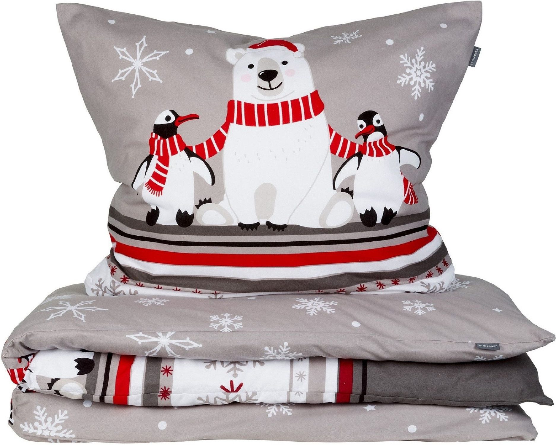 Schiesser Bettwäsche Dida aus weicher Baumwolle mit coolem Winterprint, Feinbiber, 2 teilig, OEKO-TEX® MADE IN GREEN-zertifiziert
