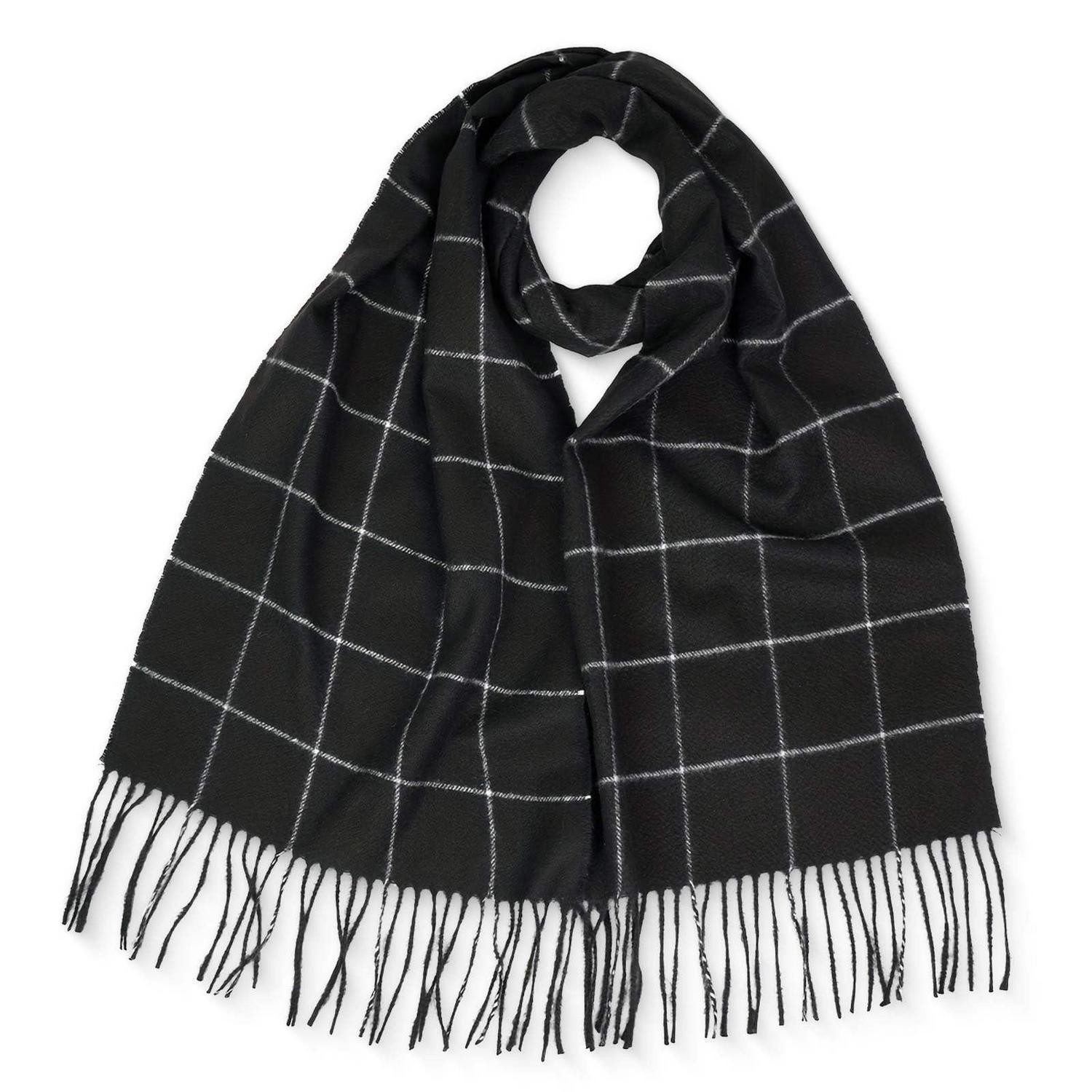 LuxusKollektion XXL-Schal Schal Damen Kariert Schwarz 190x35cm, (1-St)