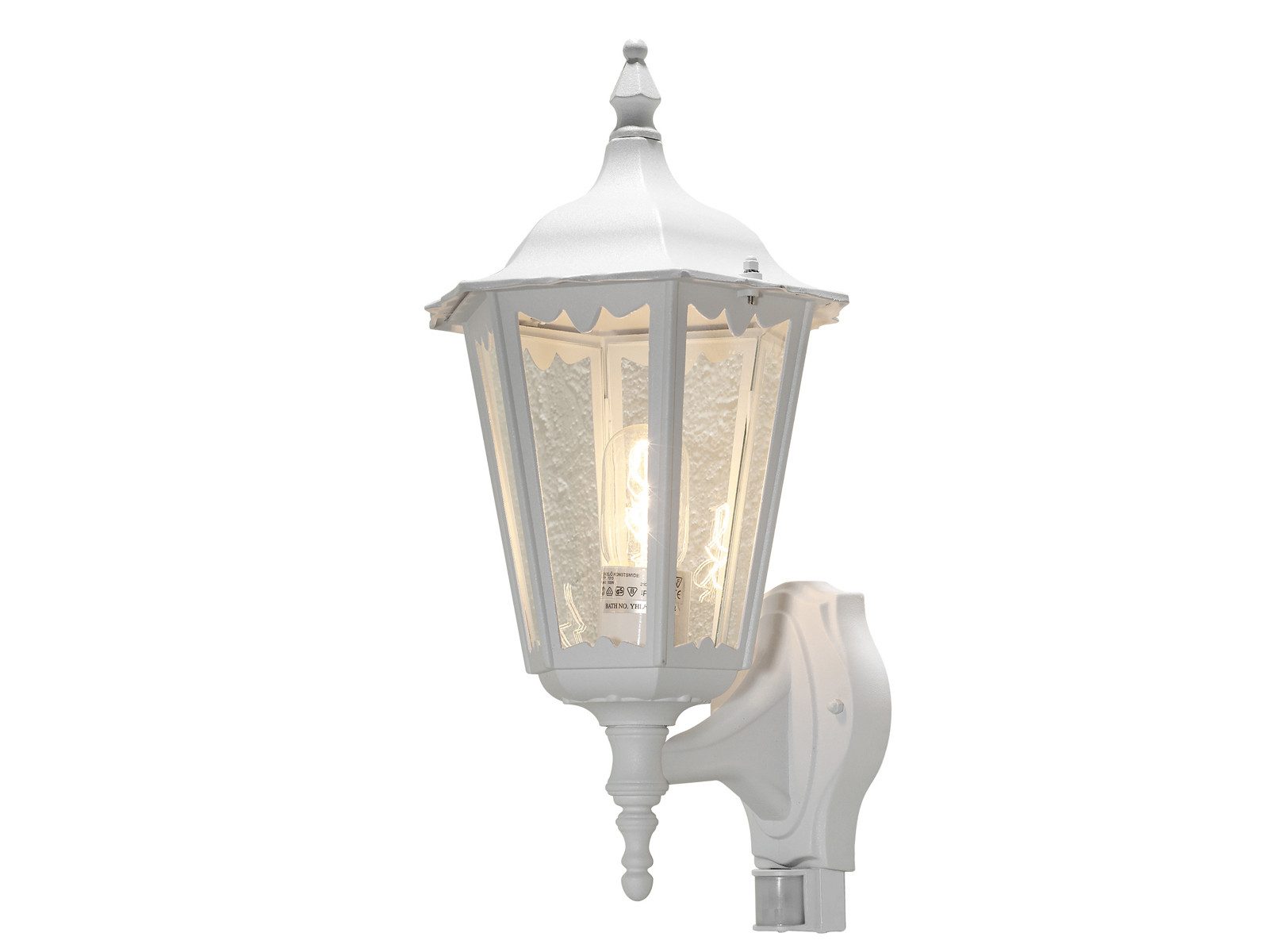 KONSTSMIDE LED Außen-Wandleuchte Laterne mit Bewegungssensor, Höhe 48cm, Bewegungsmelder, LED wechselbar, Warmweiß, Wand Außenleuchte zur Fassadenbeleuchtung, inkl. E27 Leuchtmittel