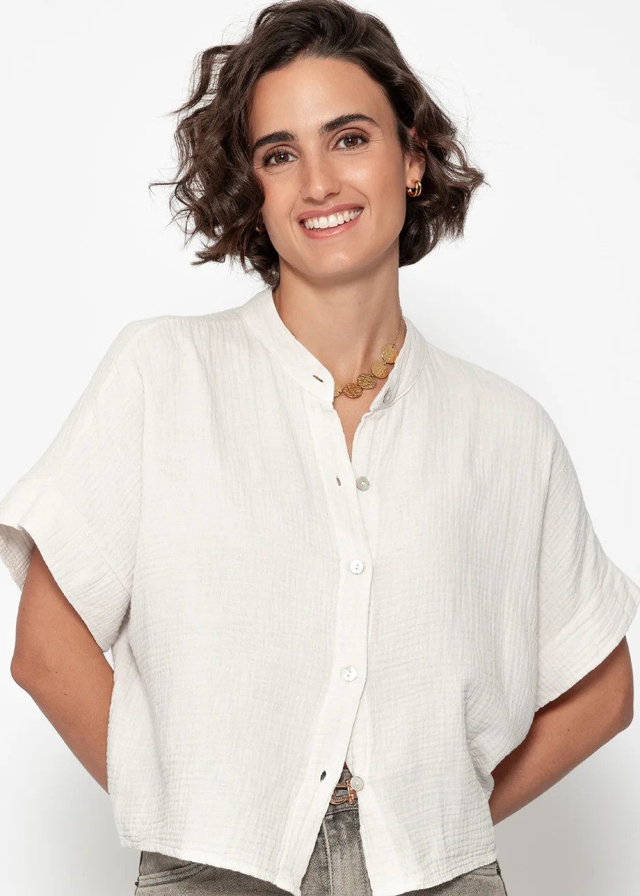 SASSYCLASSY Langarmbluse Musselin Bluse Kurzarm für günstig online kaufen