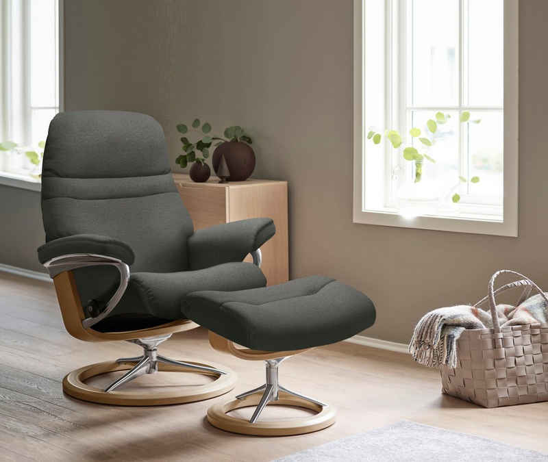 Stressless® Relaxsessel Sunrise (Set, Relaxsessel mit Hocker), mit Signature Base, Größe M, Gestell Eiche