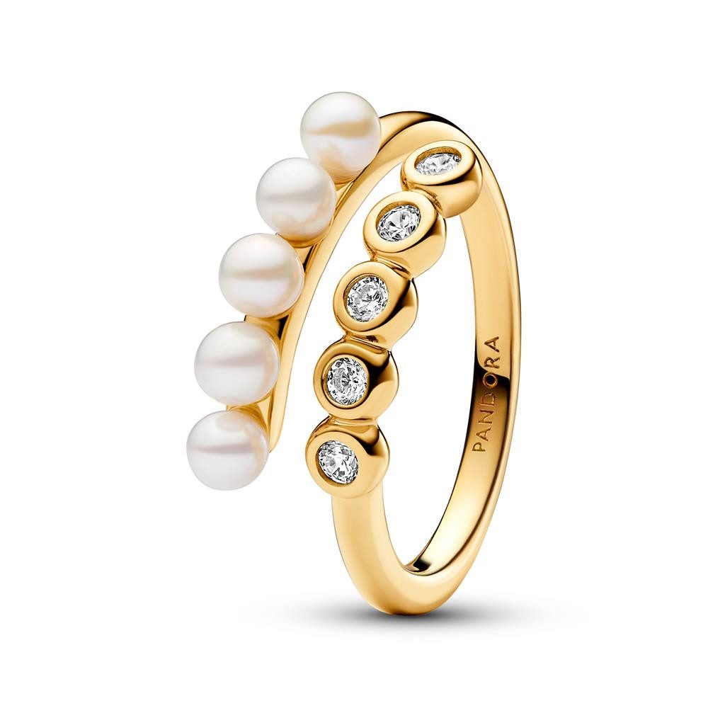 Pandora Fingerring PANDORA Timeless Damenring mit Perlen, Kristallen, IP Gold