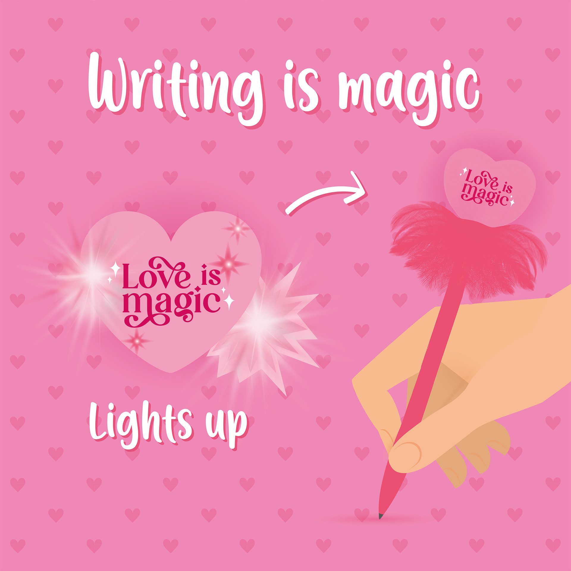 Legami Kugelschreiber Legami Leuchtender Kugelschreiber Writing is Magic Heart Herz