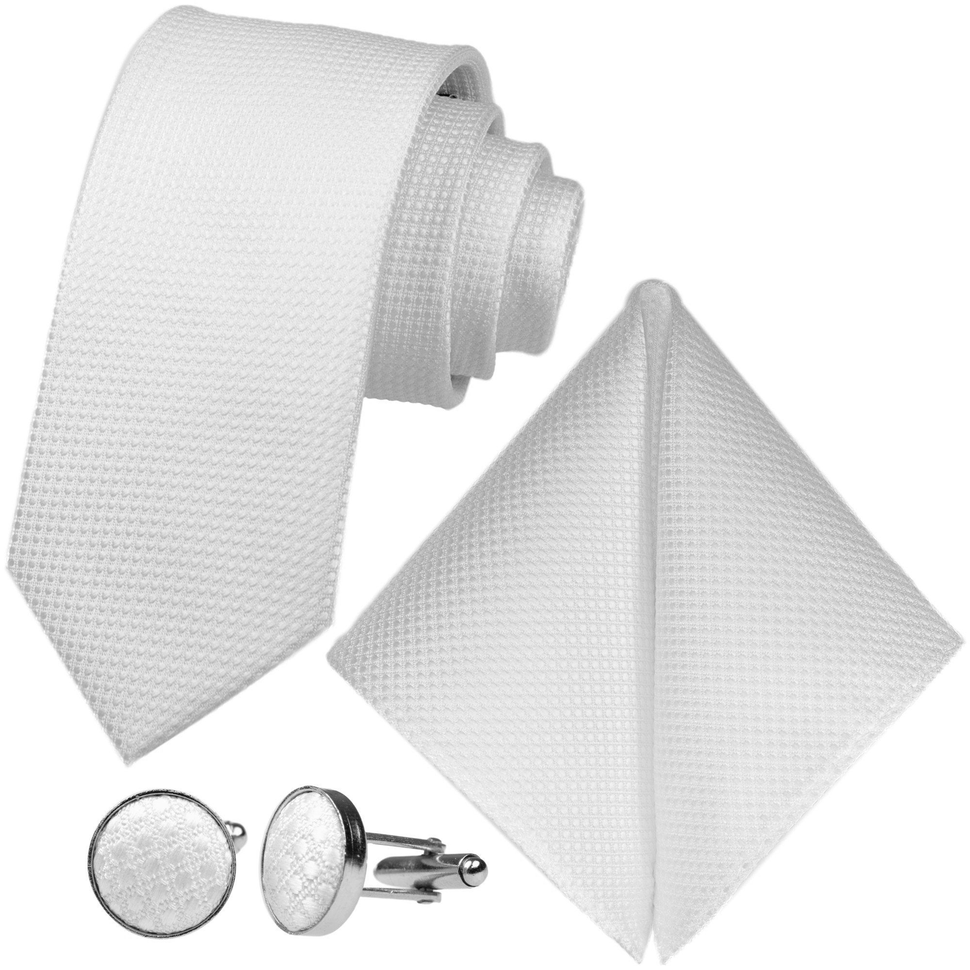GASSANI Krawatte Karo Hochzeitskrawatte Tuch Festlich Schmal, Herren-Schlips Business (Set, 3-St., Uni, Krawattenset, Einfarbig, …