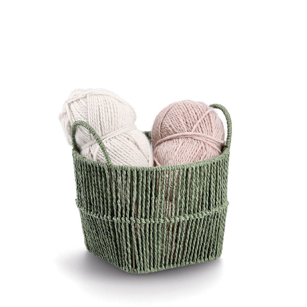 Zeller Present Aufbewahrungskorb, Papiergeflecht, salbei, ca. Ø 26 x 18 cm