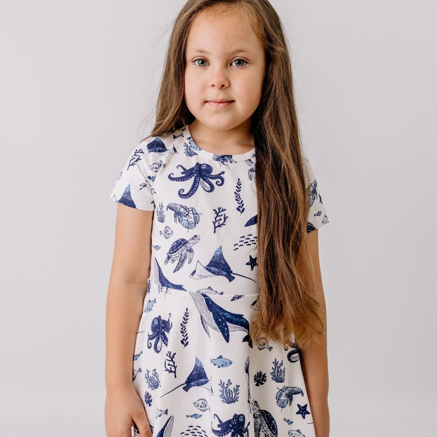Walkiddy Jerseykleid Walkiddy Wal & Oktopus Kinder Bio Baumwolle GOTS Weiß - Bio Baumwolle,GOTS, Kinderbekleidung,nachhaltige Klamotten