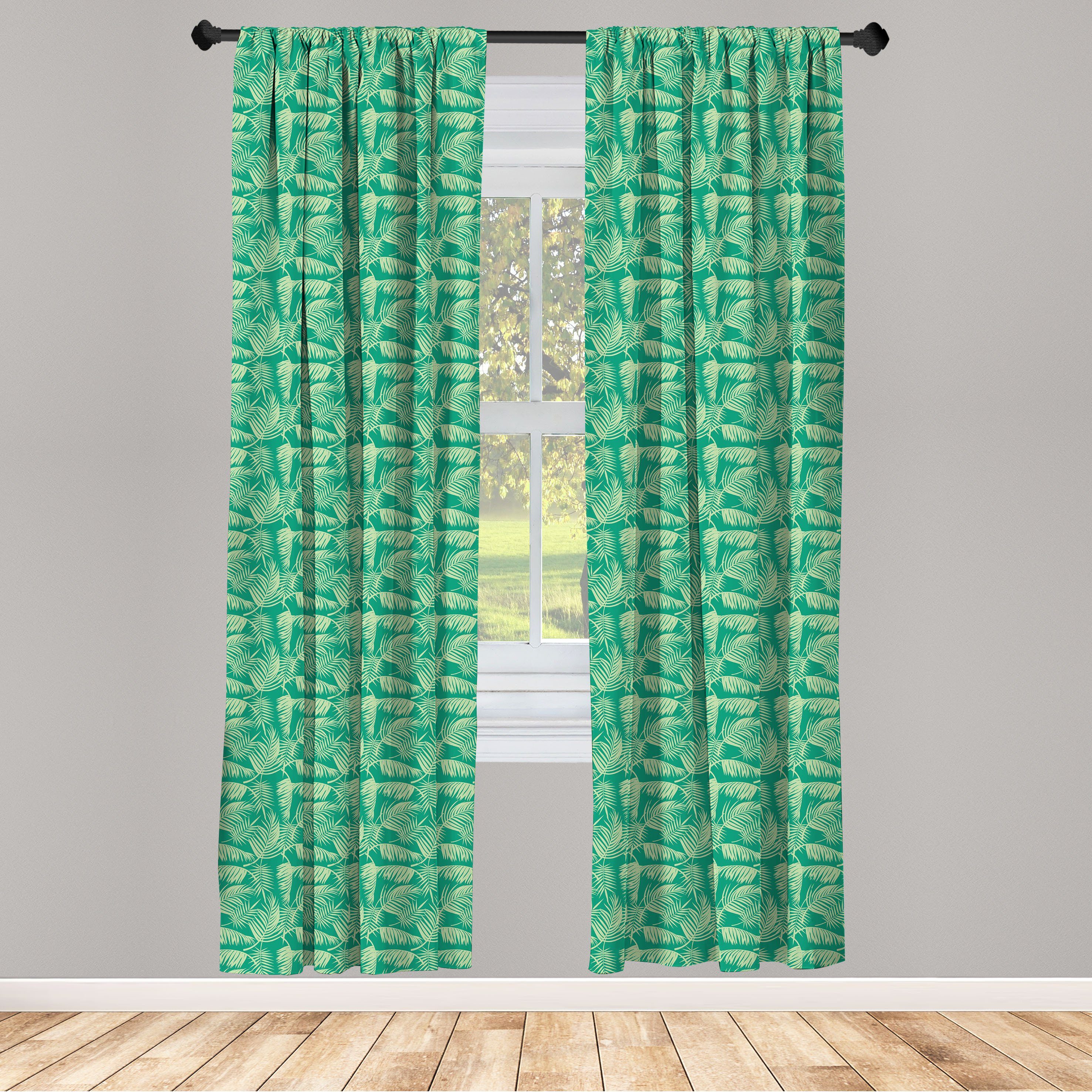 Gardine Vorhang für Wohnzimmer Schlafzimmer Dekor, Abakuhaus, Microfaser, Tropisch Exotische Fan Palm Leaves