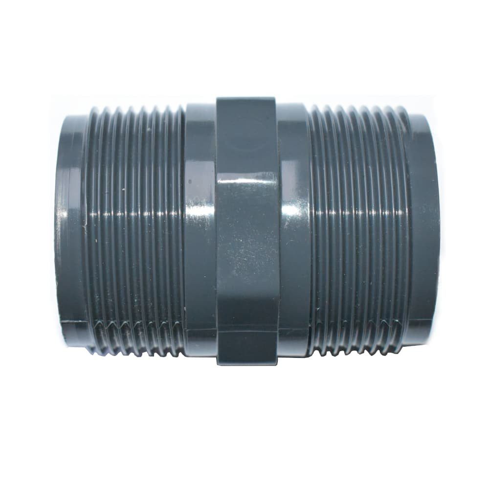 Cepex Steckfitting PVC Fitting, Doppelnippel 1 1/2 Zoll, PVC-U AG x AG, Rohrverbinder
