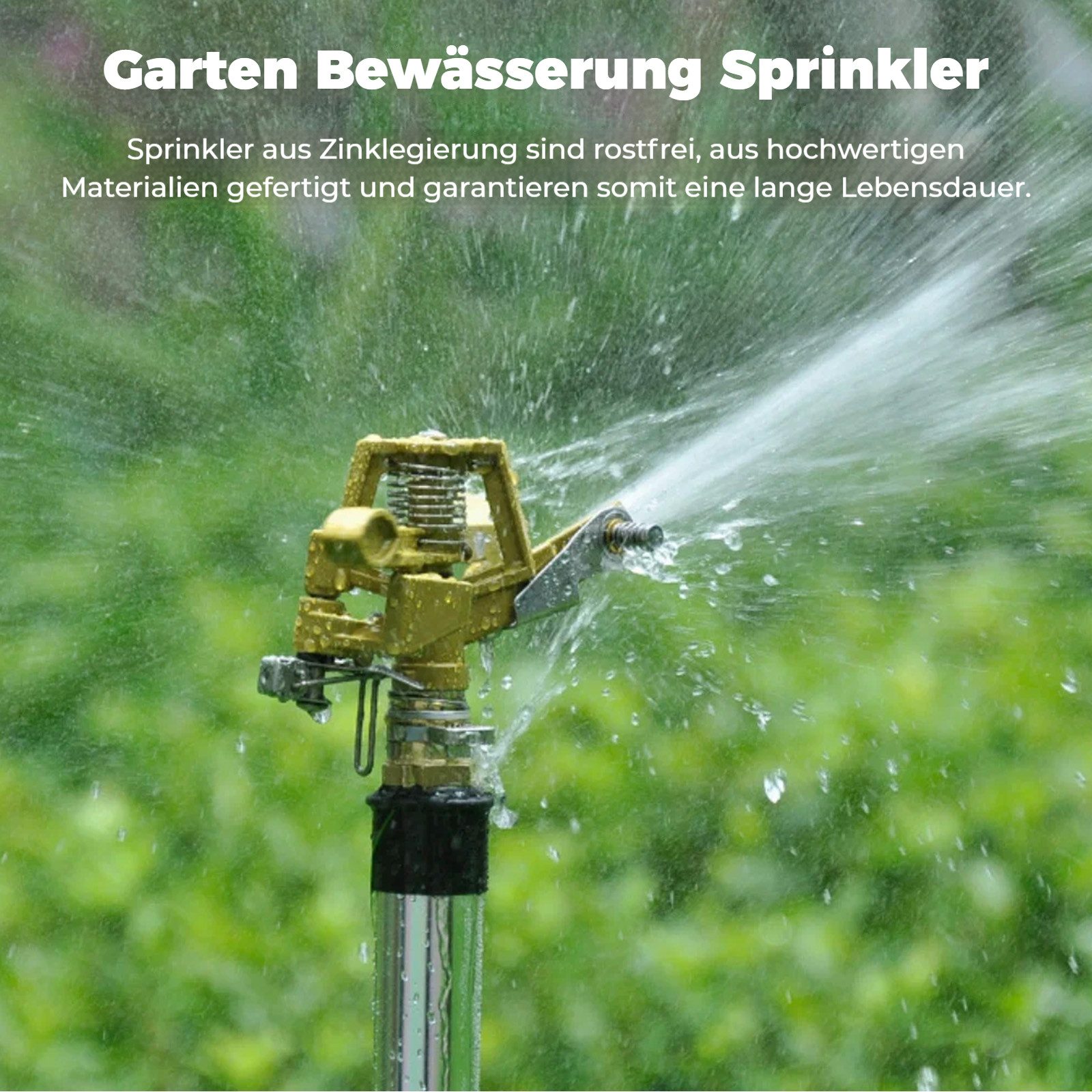 Thumbnail - BlingBin Kreisregner Rasensprenger Garten Regner aus Zinklegierung, 360° Impulsregner, für Flächen bis 530 m², (2er Set,...