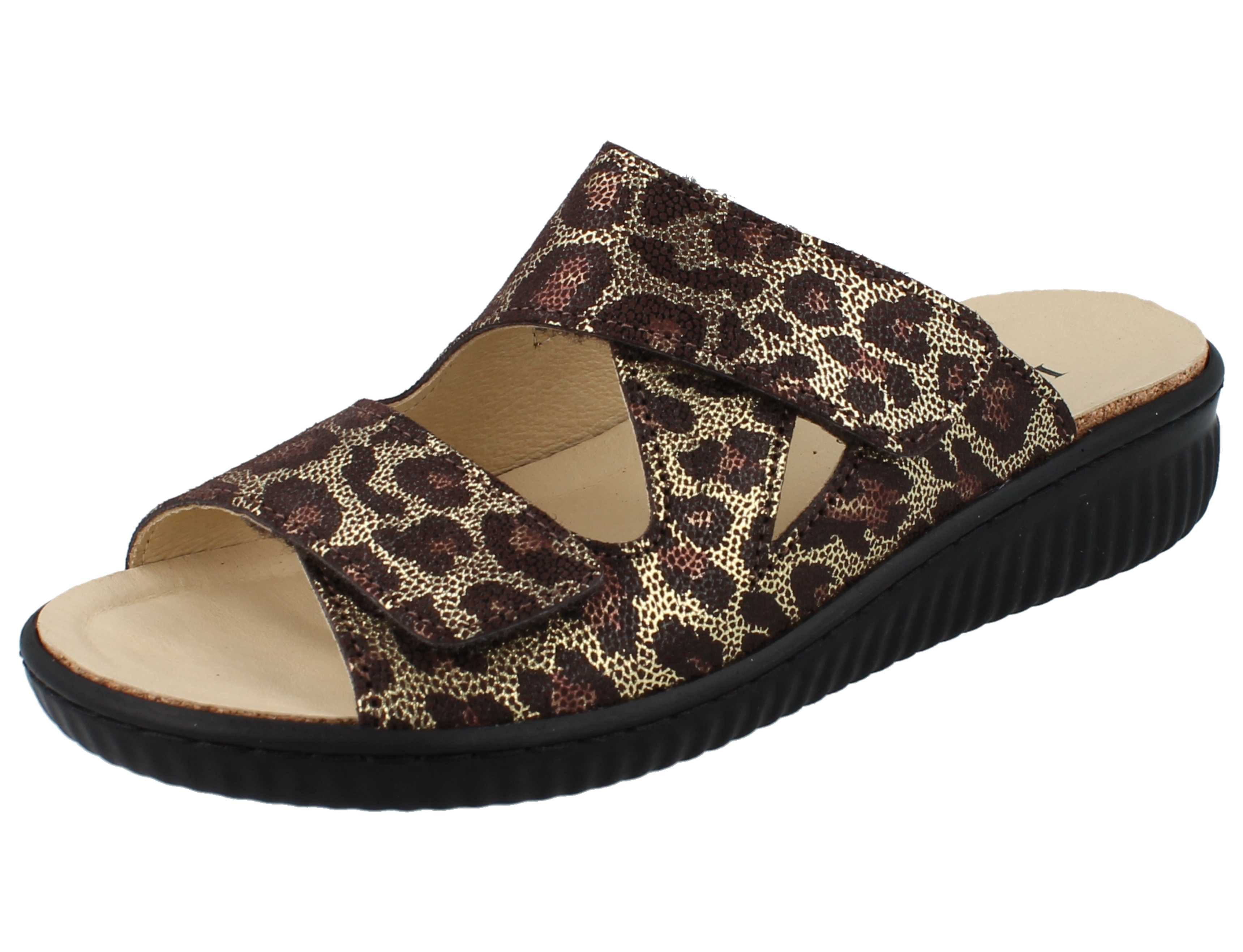 Longo LONGO Damen Pantolette braun gold Nubukleder - Größe: 42 Pantolette Wechselfußbett