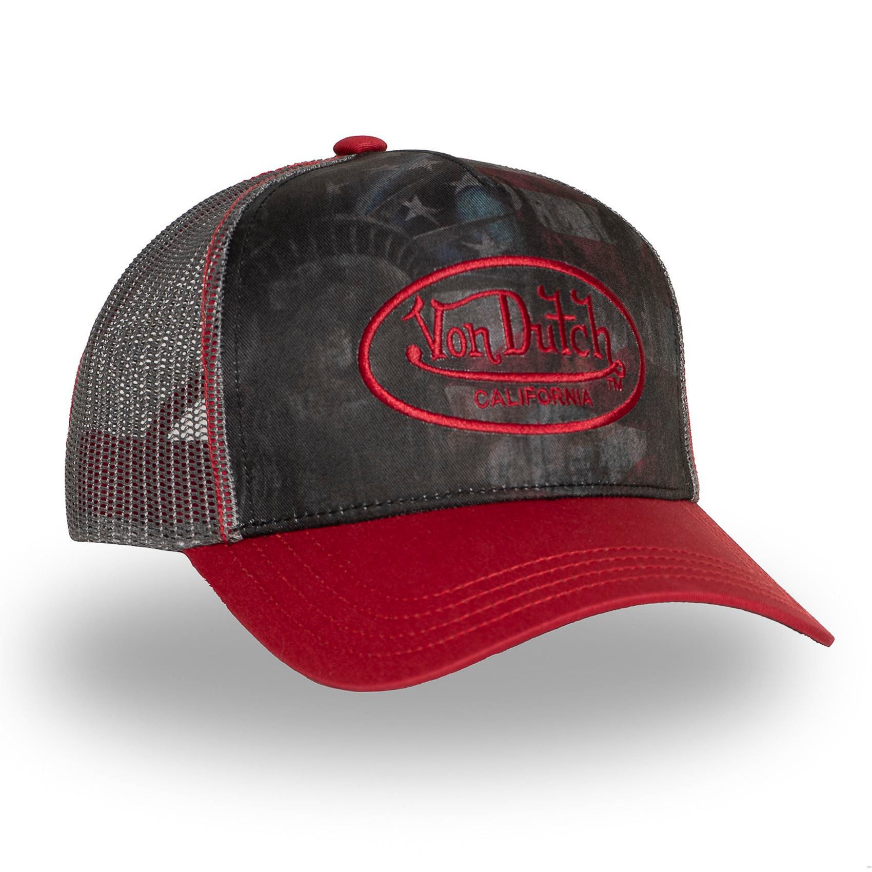 Von Dutch Trucker Cap Von Dutch Originals Trucker Cap CALIFORNIA Motor Skull Rock USA Racing (Basecap, Meshcap, Trucker Kappe) Sublimationsdruck auf Krone und Schirmunterseite