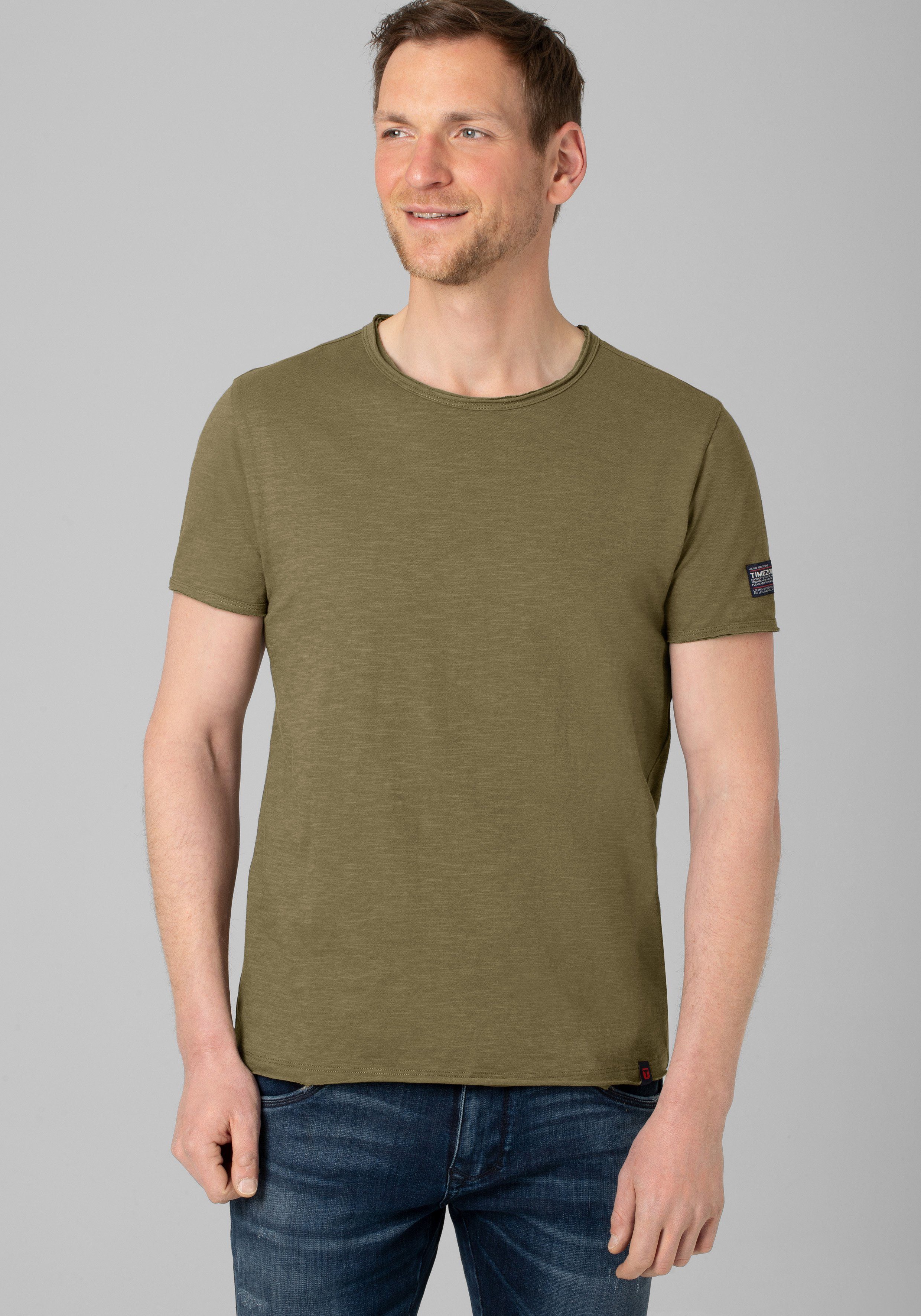 TIMEZONE T-Shirt Ripped Basic T-Shirt grün